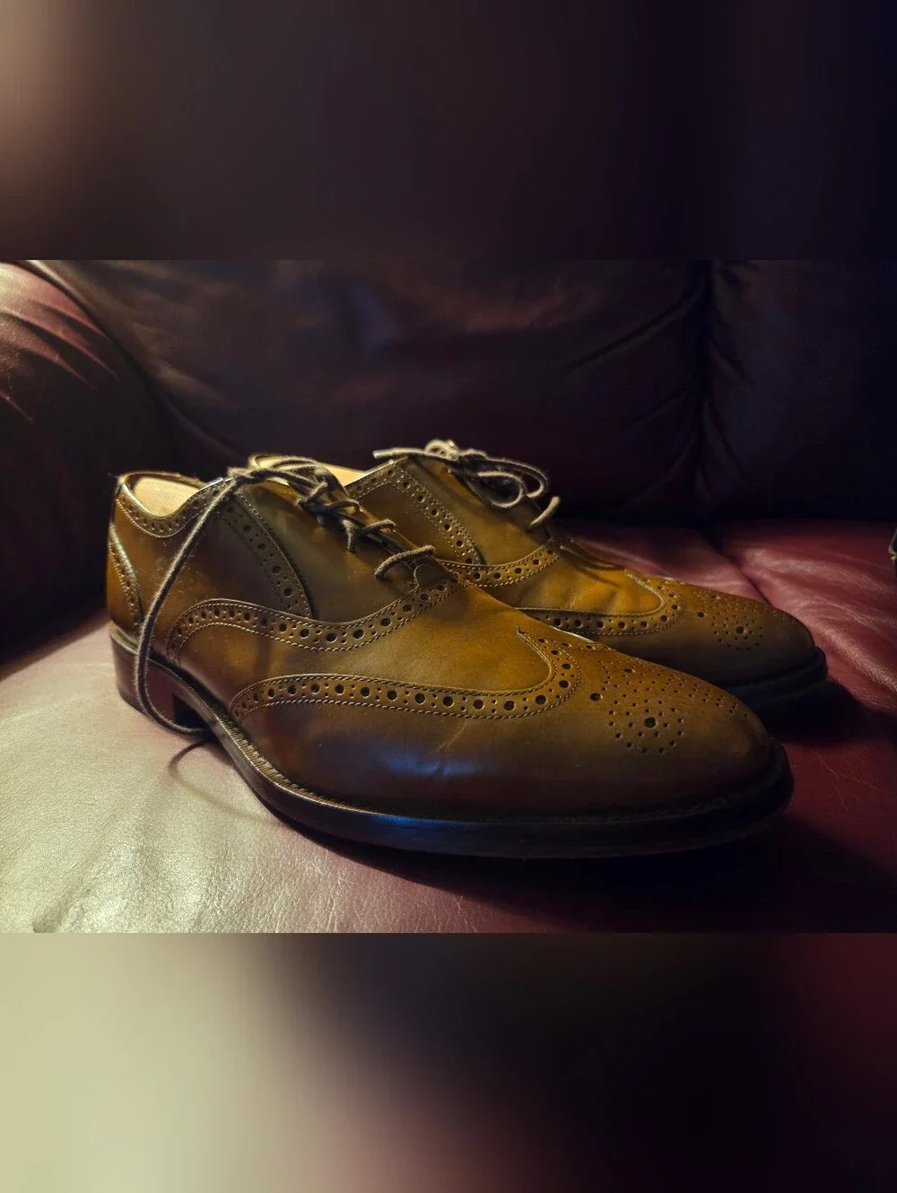 Cole Haan Madison Bal Wing II Mens 10 Size British Tan Color Lightly Used Shoes